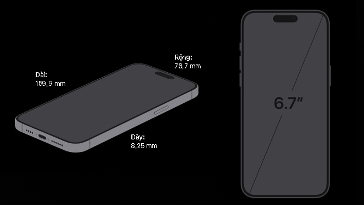 Kích thước iPhone 15 Pro Max